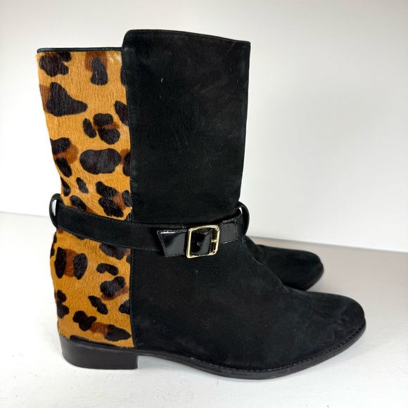 SCHUTZ Shoes - Schutz Boots‎ Leopard Print Black Suede Pony Hair Ankle Boots Size 8